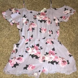Purple floral romper